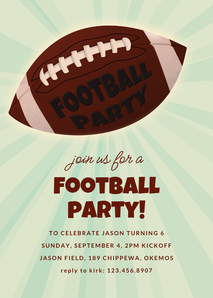 Football Themed Party Sports & games Invitation Template (Free